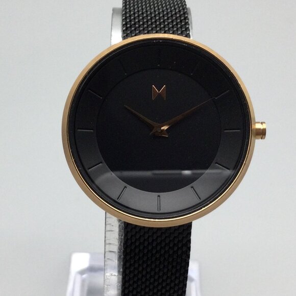 MVMT RB3 Watch Women 32mm Black Gold Tone Mesh Band New Battery - Picture 1 of 15